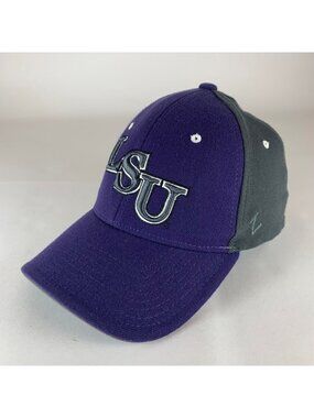 LSU Tigers NCAA Purple Gray Zephyr Stretch Fitted Hat Mens M/L